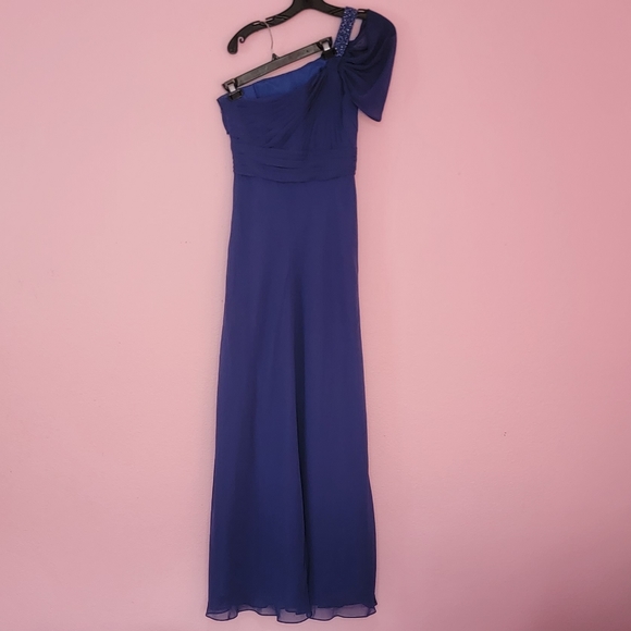Bari Jay  One Shoulder, Navy Blue Dress/ Size 8. - Picture 2 of 8
